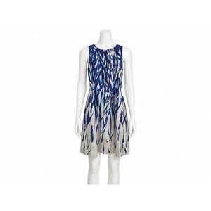 Milly Dress Womens 2 Blue White Abstract Brushstroke V-Neck Back Cutout Mini